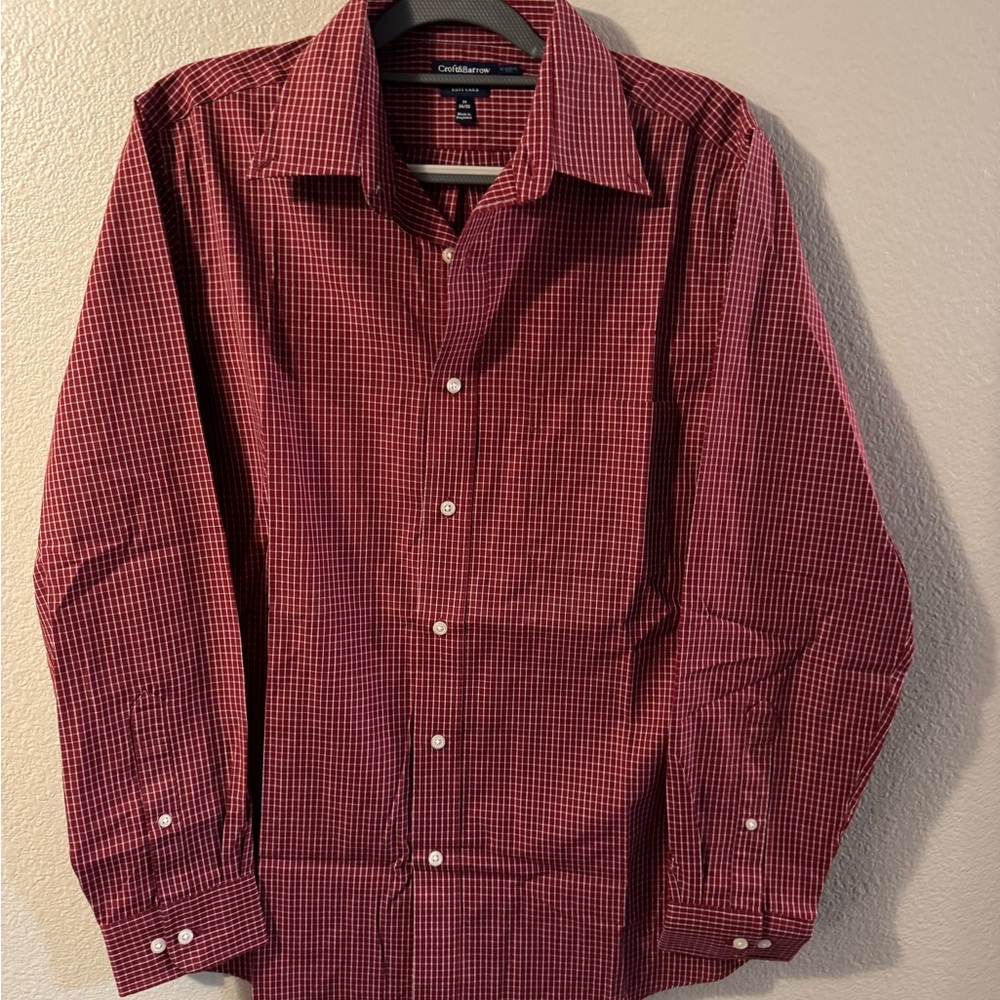 Croft & Barrow Red Casual Button Down Shirt Relaxed Fit